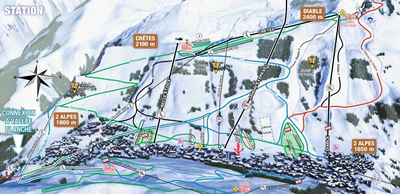 Residence Plein Sud A Cote Jandri Express, Front De Neige, Vue Splendide, Label 2 Alpes, Classe 2 Etoiles Tourisme Les Deux Alpes Extérieur photo